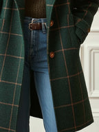 Classic Elegant Plaid Coat - Green